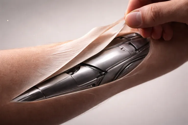 Skin Peeling Off to Reveal Metal